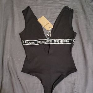 True religion logo tape body suit